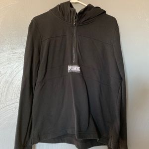 Thin and soft black PINK quarter zip with hood.